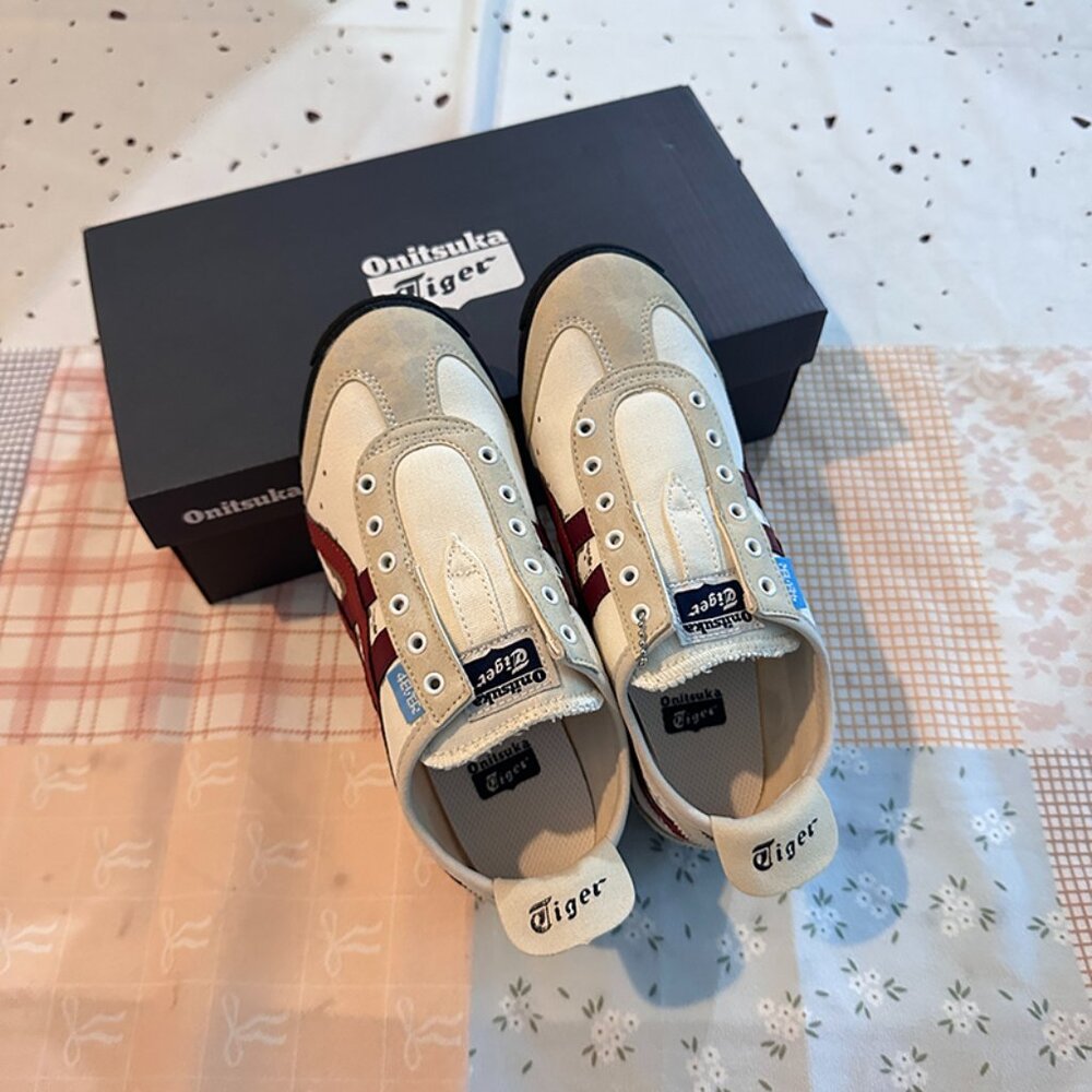 Onitsuka Tiger Off-White Sneakers With Burgundy Stripes